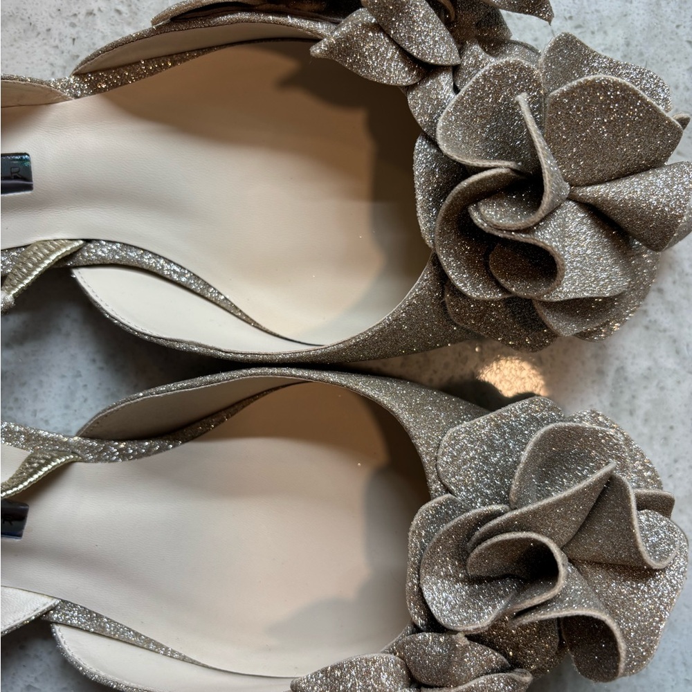 Sophia Webster New Jumbo Lilico Flat Sandals Size 39.5 Champagne Glitter color - Picture 5 of 8